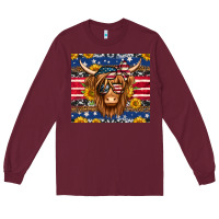 Burgundy 4th of july longhaired cow tumbler Long Sleeve Tee - Jasminsmagicworld