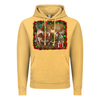 Vintage Mustard christmas farm animals Vintage Hoodie - RanaPortraitStore