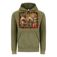 Vintage Olive christmas farm animals Vintage Hoodie - RanaPortraitStore