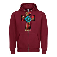 Burgundy christmas cross Zipper Hoodie - BarkalooDesign