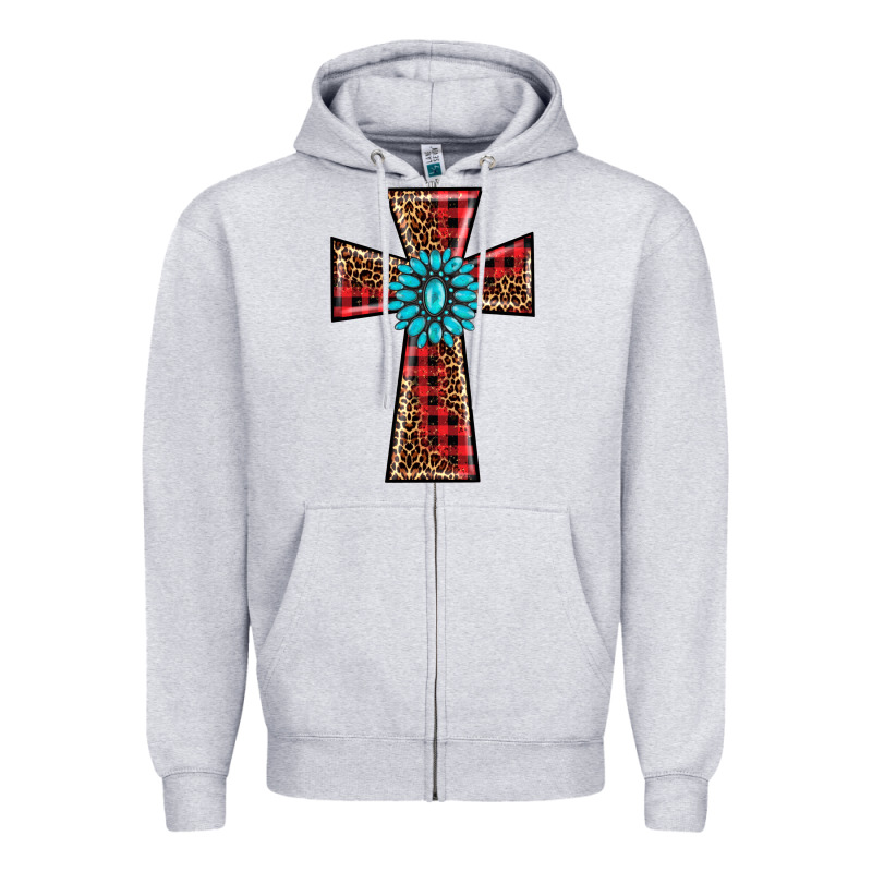 Christmas Cross Zipper Hoodie by BarkalooDesign | Teevron
