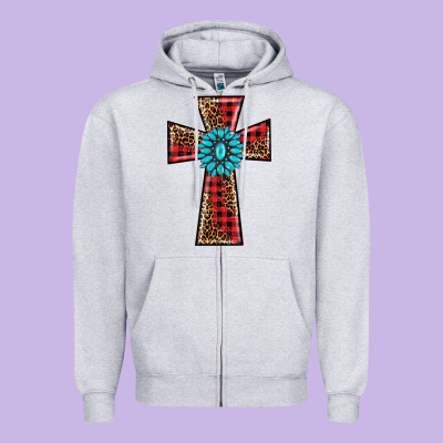 Christmas Cross Zipper Hoodie Designed By Barkaloodesign