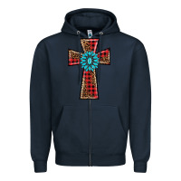 Navy christmas cross Zipper Hoodie - BarkalooDesign