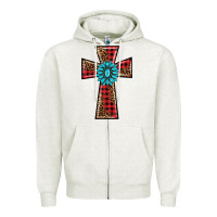 Oatmeal Heather christmas cross Zipper Hoodie - BarkalooDesign