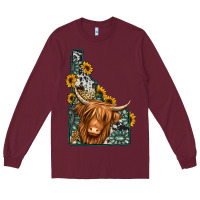 Burgundy idaho map long haired cow Long Sleeve Tee - Jasminsmagicworld