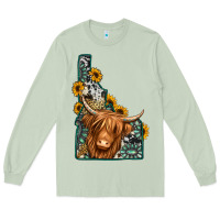 Matcha idaho map long haired cow Long Sleeve Tee - Jasminsmagicworld