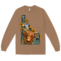 Toasted Coconut idaho map long haired cow Long Sleeve Tee - Jasminsmagicworld