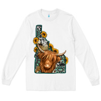 White idaho map long haired cow Long Sleeve Tee - Jasminsmagicworld