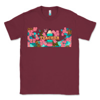 Burgundy teacher floral pencil libbey glass Classic Tee - BundleAndBundleShop