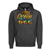 Charcoal Heather queen bee Zipper Hoodie - LillyAllenDesigns