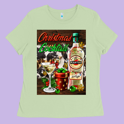 Christmas Cocktail Martini  Air Freshener Ladies Tee Designed By Adodesignshop
