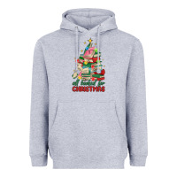 Heather Grey christmas book tree Heavyweight Hoodie - MaliasSmallBusiness
