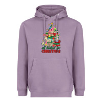 Lavender christmas book tree Heavyweight Hoodie - MaliasSmallBusiness