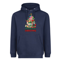 Navy christmas book tree Heavyweight Hoodie - MaliasSmallBusiness