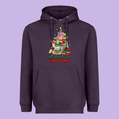 Christmas Book Tree Heavyweight Hoodie Designed By Maliassmallbusiness