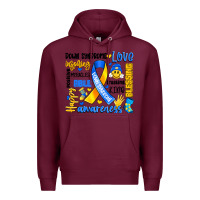Burgundy down syndrome awareness typography Premium Hoodie - Artiststas