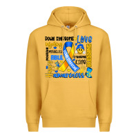 Mustard down syndrome awareness typography Premium Hoodie - Artiststas