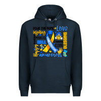 Navy down syndrome awareness typography Premium Hoodie - Artiststas