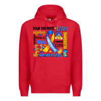 Red down syndrome awareness typography Premium Hoodie - Artiststas