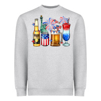 Heather Grey 4th of July American drinks Heavyweight Sweatshirt - Neo Western