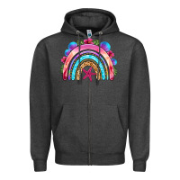 Charcoal Heather summer rainbow Zipper Hoodie - NancyCooperArtShop