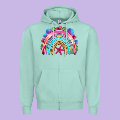 Summer Rainbow Zipper Hoodie Designed By Nancycooperartshop