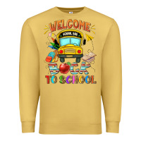 Antique Gold welcome back to school with school bus Premium Sweatshirt - NancyCooperArtShop