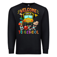 Black welcome back to school with school bus Premium Sweatshirt - NancyCooperArtShop