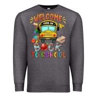 Charcoal Heather welcome back to school with school bus Premium Sweatshirt - NancyCooperArtShop
