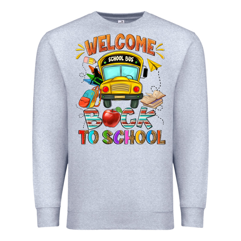 Welcome Back To School With School Bus Premium Sweatshirt by NancyCooperArtShop | Teevron
