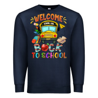 Navy welcome back to school with school bus Premium Sweatshirt - NancyCooperArtShop