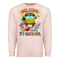 Pale Pink welcome back to school with school bus Premium Sweatshirt - NancyCooperArtShop
