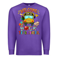 Purple welcome back to school with school bus Premium Sweatshirt - NancyCooperArtShop