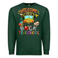 Sports Green welcome back to school with school bus Premium Sweatshirt - NancyCooperArtShop