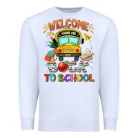 White welcome back to school with school bus Premium Sweatshirt - NancyCooperArtShop
