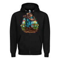 Black western boots and hat cactus leopard serape pattern Zipper Hoodie - BarkalooDesign