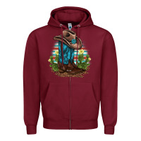 Burgundy western boots and hat cactus leopard serape pattern Zipper Hoodie - BarkalooDesign