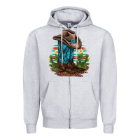 Heather Grey western boots and hat cactus leopard serape pattern Zipper Hoodie - BarkalooDesign