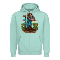 Seafoam western boots and hat cactus leopard serape pattern Zipper Hoodie - BarkalooDesign