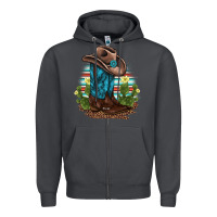 Smoke western boots and hat cactus leopard serape pattern Zipper Hoodie - BarkalooDesign