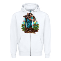 White western boots and hat cactus leopard serape pattern Zipper Hoodie - BarkalooDesign