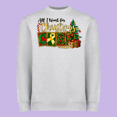 All I Want For Christmas Is Cure Childhood Cancer Heavyweight Sweatshirt Designed By Fadigitalartstudio
