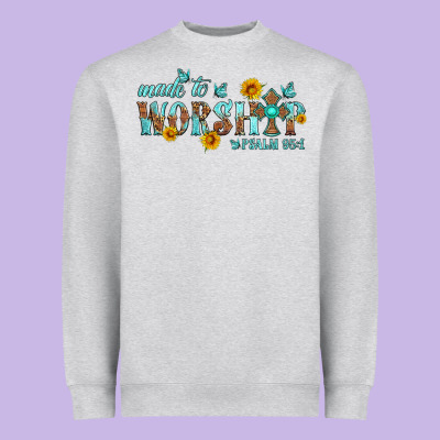 Made To Worship With Sunflowers Heavyweight Sweatshirt Designed By Hra Design Shop