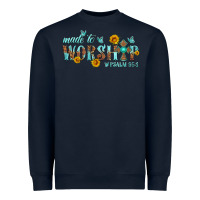 Navy made to worship with sunflowers Heavyweight Sweatshirt - HRA Design Shop