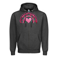 Charcoal Heather valentines day pink gemstones rainbow Zipper Hoodie - Jasminsmagicworld