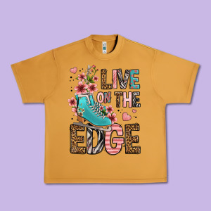 Live On The Edge Ice Skating Urban Heavy Tee Designed By Fadigitalartstudio