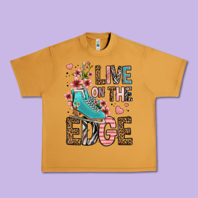 Live On The Edge Ice Skating Urban Heavy Tee Designed By Fadigitalartstudio