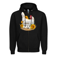 Black Perched Chicken With Sunflowers Zipper Hoodie - LillyAllenDesigns