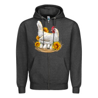 Charcoal Heather Perched Chicken With Sunflowers Zipper Hoodie - LillyAllenDesigns