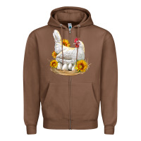 Chestnut Perched Chicken With Sunflowers Zipper Hoodie - LillyAllenDesigns